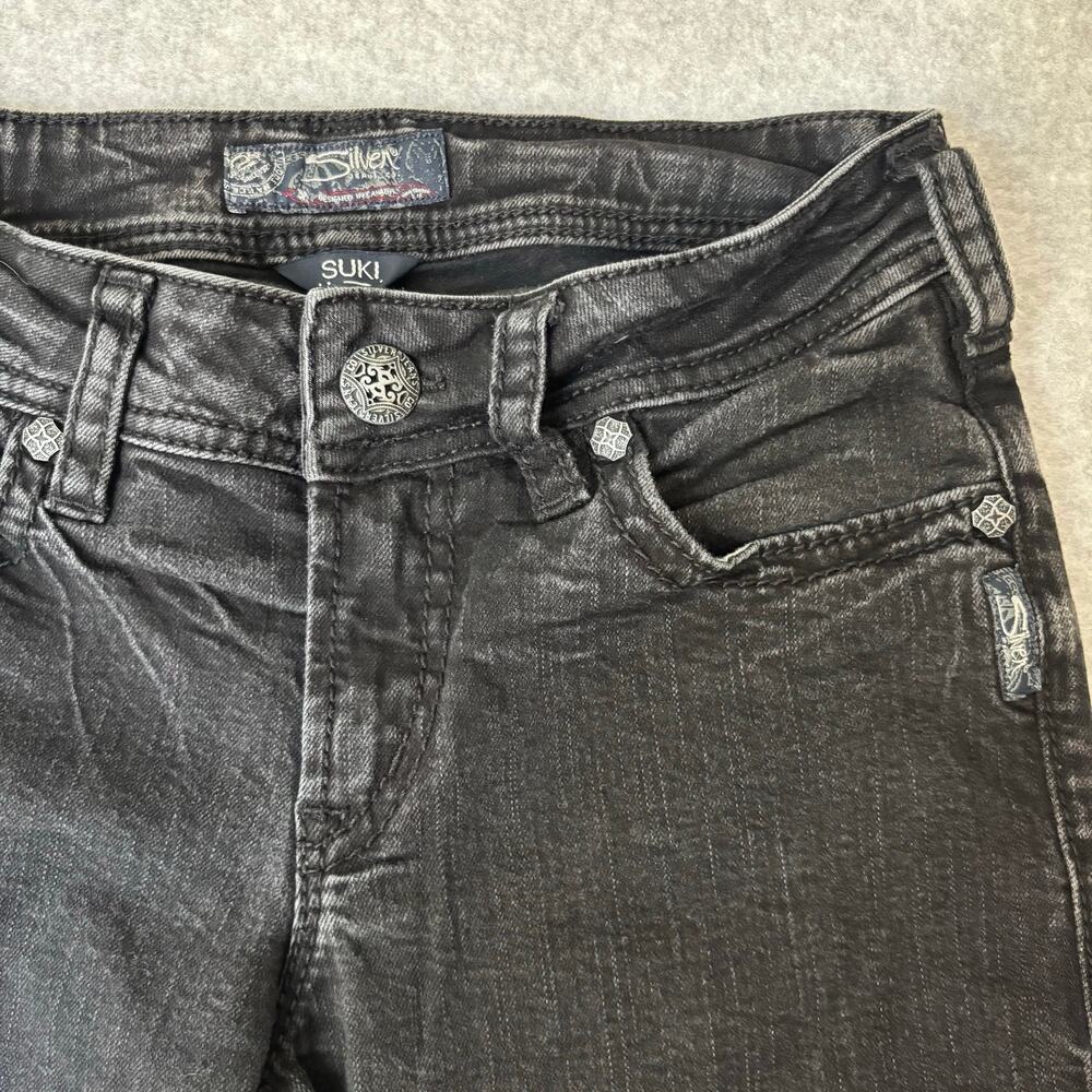 Y2K Silver Jeans Co. Suki Women's Black Denim Mid Skinny Mid-Rise Jeans 28x33